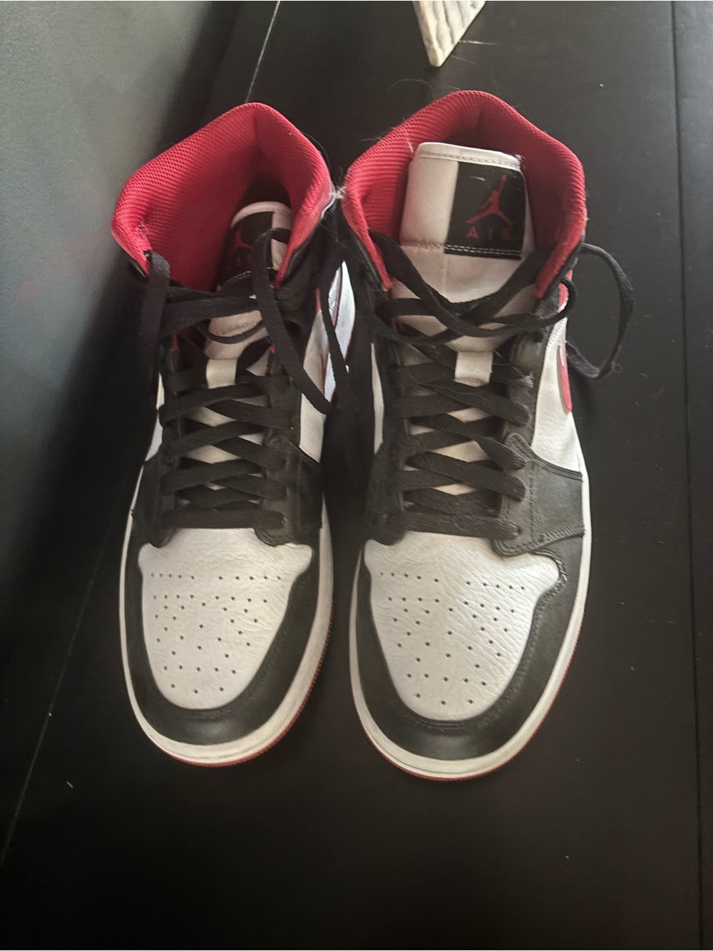Nike Men’s Air Jordan High-Top Sneakers in White, Black & Red